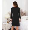 image:imageWiWi Nightgowns for Women Bamboo Viscose Cooling Sleepwear Super Soft Satin V Neck Sleepshirts Long Sleeve Nightshirt S4XAblack