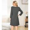 image:imageWiWi Nightgowns for Women Bamboo Viscose Cooling Sleepwear Super Soft Satin V Neck Sleepshirts Long Sleeve Nightshirt S4XAcharcoal Heather