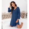 image:imageWiWi Nightgowns for Women Bamboo Viscose Cooling Sleepwear Super Soft Satin V Neck Sleepshirts Long Sleeve Nightshirt S4XAdark Blue