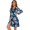 image:imageWiWi Nightgowns for Women Bamboo Viscose Cooling Sleepwear Super Soft Satin V Neck Sleepshirts Long Sleeve Nightshirt S4XAink Blue Floral
