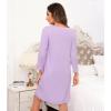 image:imageWiWi Nightgowns for Women Bamboo Viscose Cooling Sleepwear Super Soft Satin V Neck Sleepshirts Long Sleeve Nightshirt S4XAlight Purple