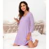 image:imageWiWi Nightgowns for Women Bamboo Viscose Cooling Sleepwear Super Soft Satin V Neck Sleepshirts Long Sleeve Nightshirt S4XAlight Purple