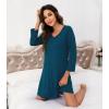 image:imageWiWi Nightgowns for Women Bamboo Viscose Cooling Sleepwear Super Soft Satin V Neck Sleepshirts Long Sleeve Nightshirt S4XApeacock Blue