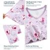 image:imageWiWi Nightgowns for Women Bamboo Viscose Cooling Sleepwear Super Soft Satin V Neck Sleepshirts Long Sleeve Nightshirt S4XApeony on Gray
