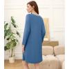 image:imageWiWi Nightgowns for Women Bamboo Viscose Cooling Sleepwear Super Soft Satin V Neck Sleepshirts Long Sleeve Nightshirt S4XAprussian Blue