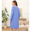image:imageWiWi Nightgowns for Women Bamboo Viscose Cooling Sleepwear Super Soft Satin V Neck Sleepshirts Long Sleeve Nightshirt S4XAsky Blue
