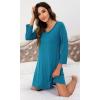 image:imageWiWi Nightgowns for Women Bamboo Viscose Cooling Sleepwear Super Soft Satin V Neck Sleepshirts Long Sleeve Nightshirt S4XAteal Blue