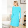 image:imageWiWi Nightgowns for Women Bamboo Viscose Cooling Sleepwear Super Soft Satin V Neck Sleepshirts Long Sleeve Nightshirt S4XAturquoise