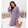 image:imageWiWi Nightgowns for Women Bamboo Viscose Cooling Sleepwear Super Soft Satin V Neck Sleepshirts Long Sleeve Nightshirt S4XAviolet