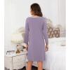 image:imageWiWi Nightgowns for Women Bamboo Viscose Cooling Sleepwear Super Soft Satin V Neck Sleepshirts Long Sleeve Nightshirt S4XAviolet