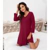 image:imageWiWi Nightgowns for Women Bamboo Viscose Cooling Sleepwear Super Soft Satin V Neck Sleepshirts Long Sleeve Nightshirt S4XAwine