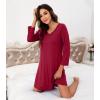 image:imageWiWi Nightgowns for Women Bamboo Viscose Cooling Sleepwear Super Soft Satin V Neck Sleepshirts Long Sleeve Nightshirt S4XAwine Red