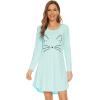 image:imageWiWi Nightgowns for Women Bamboo Viscose Cooling Sleepwear Super Soft Satin V Neck Sleepshirts Long Sleeve Nightshirt S4XBaquaCat