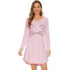 image:imageWiWi Nightgowns for Women Bamboo Viscose Cooling Sleepwear Super Soft Satin V Neck Sleepshirts Long Sleeve Nightshirt S4XBpinkCat