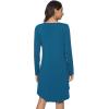 image:imageWiWi Nightgowns for Women Bamboo Viscose Cooling Sleepwear Super Soft Satin V Neck Sleepshirts Long Sleeve Nightshirt S4XBteal BlueCat