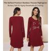 image:imageWiWi Nightgowns for Women Bamboo Viscose Cooling Sleepwear Super Soft Satin V Neck Sleepshirts Long Sleeve Nightshirt S4XBwineCat