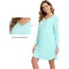 image:imageWiWi Nightgowns for Women Bamboo Viscose Cooling Sleepwear Super Soft Satin V Neck Sleepshirts Long Sleeve Nightshirt S4XCaqua