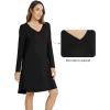 image:imageWiWi Nightgowns for Women Bamboo Viscose Cooling Sleepwear Super Soft Satin V Neck Sleepshirts Long Sleeve Nightshirt S4XCblack
