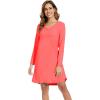 image:imageWiWi Nightgowns for Women Bamboo Viscose Cooling Sleepwear Super Soft Satin V Neck Sleepshirts Long Sleeve Nightshirt S4XCcoral