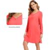 image:imageWiWi Nightgowns for Women Bamboo Viscose Cooling Sleepwear Super Soft Satin V Neck Sleepshirts Long Sleeve Nightshirt S4XCcoral