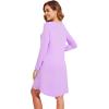 image:imageWiWi Nightgowns for Women Bamboo Viscose Cooling Sleepwear Super Soft Satin V Neck Sleepshirts Long Sleeve Nightshirt S4XClight Purple