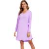 image:imageWiWi Nightgowns for Women Bamboo Viscose Cooling Sleepwear Super Soft Satin V Neck Sleepshirts Long Sleeve Nightshirt S4XClight Purple