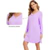 image:imageWiWi Nightgowns for Women Bamboo Viscose Cooling Sleepwear Super Soft Satin V Neck Sleepshirts Long Sleeve Nightshirt S4XClight Purple