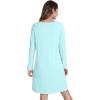 image:imageWiWi Nightgowns for Women Bamboo Viscose Cooling Sleepwear Super Soft Satin V Neck Sleepshirts Long Sleeve Nightshirt S4XDaqua