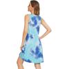 image:imageWiWi Nightgowns for Women Bamboo Viscose Super Soft Sleeveless Racerback Night Shirts Plus Size Cooling Sleepshirts S4XCtiedye Blue