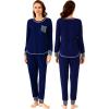 image:imageWiWi Bamboo Viscose Pajamas Set for Women Cooling Long Sleeve Sleepwear Super Soft Loungewear Pjs Jogger Pants Lounge SXXLAnavy