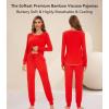 image:imageWiWi Bamboo Viscose Pajamas Set for Women Cooling Long Sleeve Sleepwear Super Soft Loungewear Pjs Jogger Pants Lounge SXXLAred