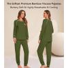 image:imageWiWi Bamboo Viscose Pajamas Set for Women Cooling Long Sleeve Sleepwear Super Soft Loungewear Pjs Jogger Pants Lounge SXXLBarmy Green