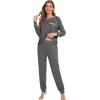 image:imageWiWi Bamboo Viscose Pajamas Set for Women Cooling Long Sleeve Sleepwear Super Soft Loungewear Pjs Jogger Pants Lounge SXXLBdark Heather Grey