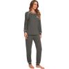 image:imageWiWi Bamboo Viscose Pajamas Set for Women Cooling Long Sleeve Sleepwear Super Soft Loungewear Pjs Jogger Pants Lounge SXXLBiron Grey