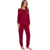 image:imageWiWi Bamboo Viscose Pajamas Set for Women Cooling Long Sleeve Sleepwear Super Soft Loungewear Pjs Jogger Pants Lounge SXXLBwine