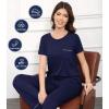 image:imageWiWi Bamboo Viscose Pajamas for Women Super Soft Cooling Loungewear Short Sleeve Tops and Long Pants Sleepwear SXXLDnavy