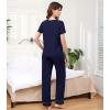 image:imageWiWi Bamboo Viscose Pajamas for Women Super Soft Cooling Loungewear Short Sleeve Tops and Long Pants Sleepwear SXXLDnavy