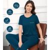 image:imageWiWi Bamboo Viscose Pajamas for Women Super Soft Cooling Loungewear Short Sleeve Tops and Long Pants Sleepwear SXXLDpeacock Blue