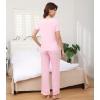 image:imageWiWi Bamboo Viscose Pajamas for Women Super Soft Cooling Loungewear Short Sleeve Tops and Long Pants Sleepwear SXXLDpink