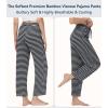image:imageWiWi Pajama Pants for Women Viscose from Bamboo Super Soft Wide Leg Cooling Sweatpants Drawstring Bottoms Sleep Pj Pant SXXLAblack Heather Grey Stripe
