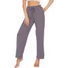 image:imageWiWi Pajama Pants for Women Viscose from Bamboo Super Soft Wide Leg Cooling Sweatpants Drawstring Bottoms Sleep Pj Pant SXXLDpurplish Grey