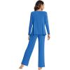 image:imageWiWi Pajama Sets for Women Soft Comfy Pjs Loungewear Sleepwear with Pants Viscose from Bamboo Pajamas Set SXXLBright Blue