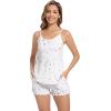 image:imageWiWi Pajama Sets for Women Super Soft Lingerie Shorts Set Viscose Bamboo 2 Piece Cooling Cami Sleepwear Pjs SXXLWhite Stars