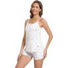 image:imageWiWi Pajama Sets for Women Super Soft Lingerie Shorts Set Viscose Bamboo 2 Piece Cooling Cami Sleepwear Pjs SXXLWhite Stars