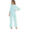 image:imageWiWi Pajamas Set for Women Super Soft 34 Sleeve Tops and Pants Pajama Sets Cooling Viscose Bamboo Pjs with Pockets SXXLAqua