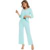 image:imageWiWi Pajamas Set for Women Super Soft 34 Sleeve Tops and Pants Pajama Sets Cooling Viscose Bamboo Pjs with Pockets SXXLAqua