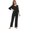 image:imageWiWi Pajamas Set for Women Super Soft 34 Sleeve Tops and Pants Pajama Sets Cooling Viscose Bamboo Pjs with Pockets SXXLBlack