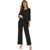 image:imageWiWi Pajamas Set for Women Super Soft 34 Sleeve Tops and Pants Pajama Sets Cooling Viscose Bamboo Pjs with Pockets SXXLBlack