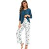 image:imageWiWi Pajamas Set for Women Super Soft 34 Sleeve Tops and Pants Pajama Sets Cooling Viscose Bamboo Pjs with Pockets SXXLGreen