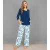 image:imageWiWi Pajamas Set for Women Super Soft 34 Sleeve Tops and Pants Pajama Sets Cooling Viscose Bamboo Pjs with Pockets SXXLInk Blue